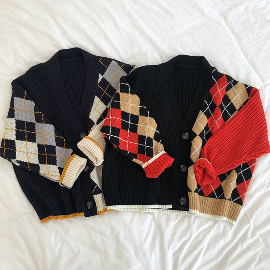 Geometric Rhombic Cardigan Sweater