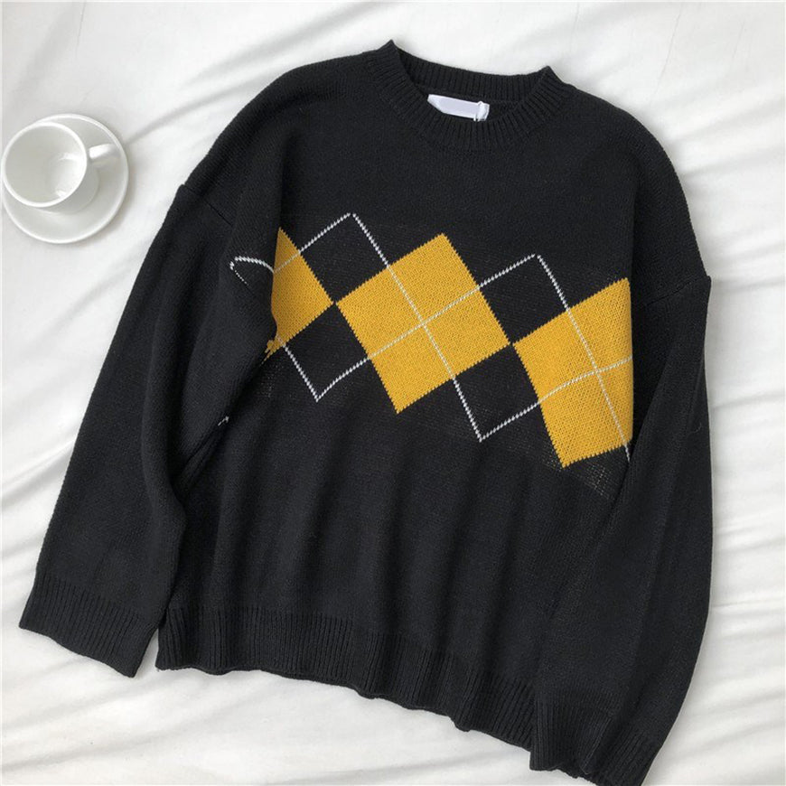 Japanischer Pullover mit Argyle-Muster