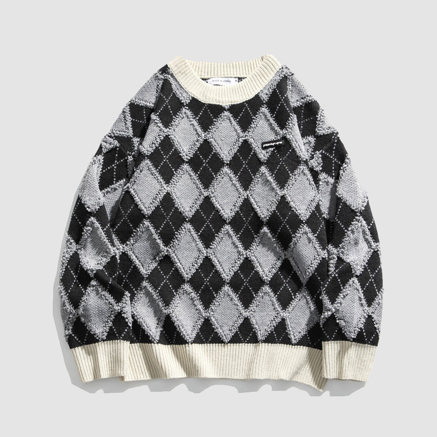 Pullover mit Argyle-Patchwork-Print