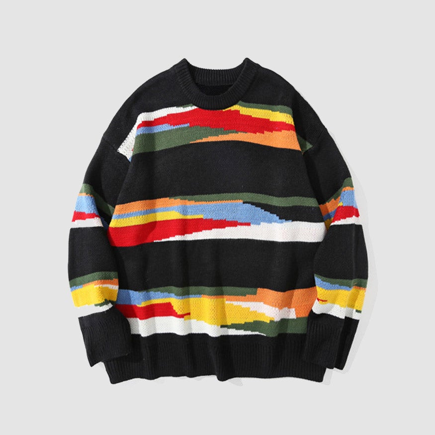 Pullover mit Regenbogenstreifen-Print