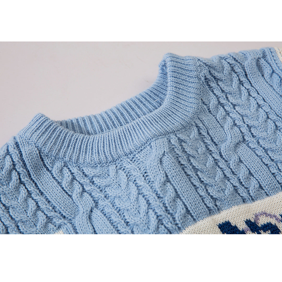 Strickpullover im Ethno-Stil mit Jacquard-Nähten