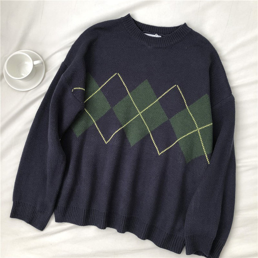 Japanischer Pullover mit Argyle-Muster