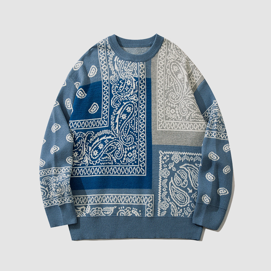 Paisley Stitching Knit Sweater