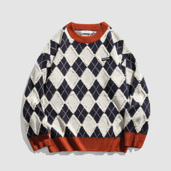 Pullover mit Argyle-Patchwork-Print