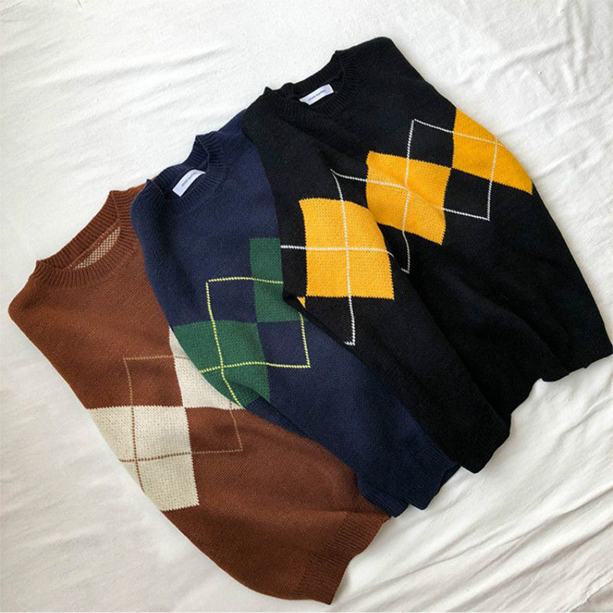 Japanischer Pullover mit Argyle-Muster