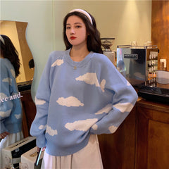 Clouds Print Knitted Sweater