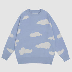 Strickpullover mit Wolken-Print