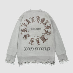 Skeleton Ripped Hem Sweater