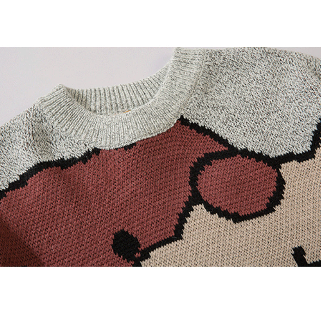 Bear Line Print Knit Sweater