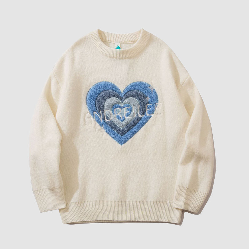 Heart Embroidery Knit Sweater