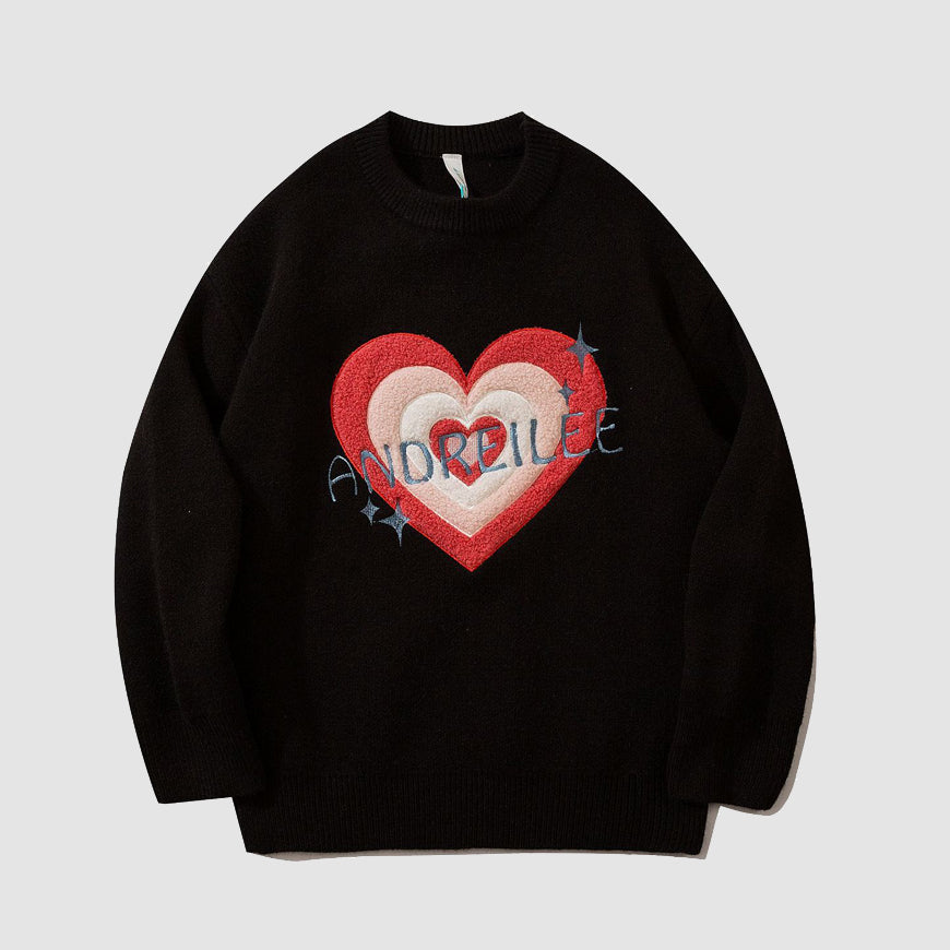 Heart Embroidery Knit Sweater