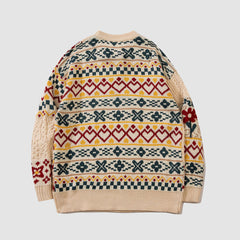 Tribal Pattern Jacquard Knit Sweater