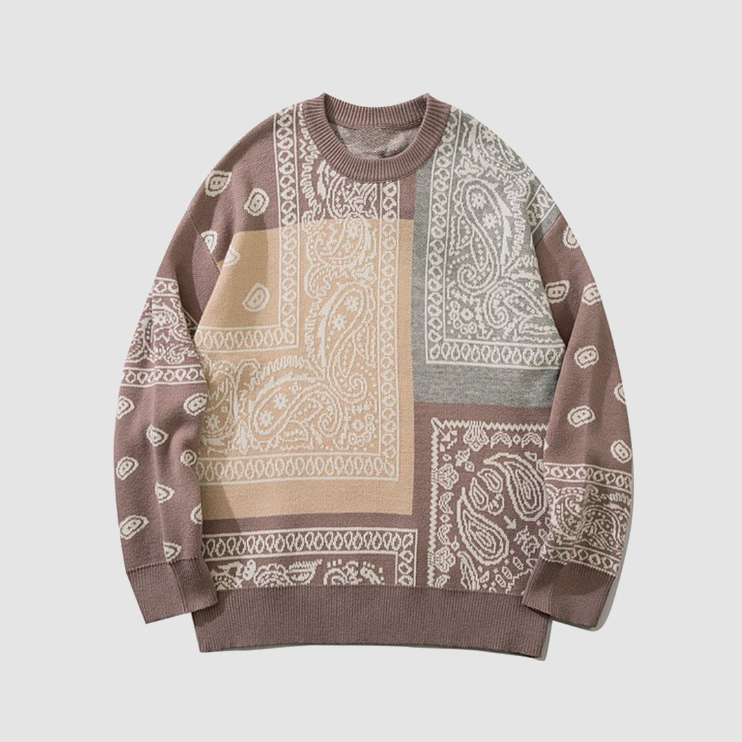 Paisley Stitching Knit Sweater