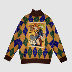 Retro-Rollkragenpullover mit Argyle-Muster