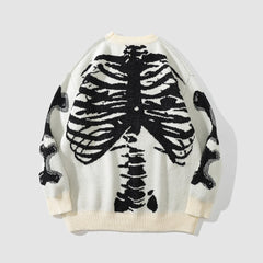 Skeleton Print Knitted Sweater