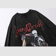 Sudadera con estampado de esqueleto del diablo