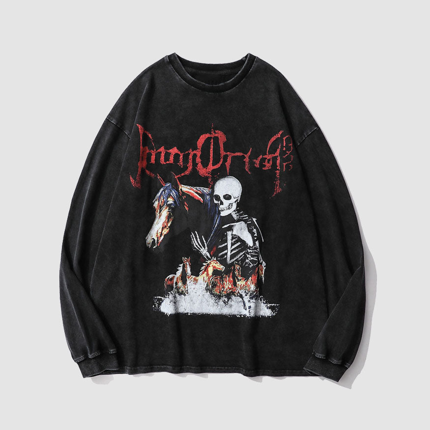 Sweatshirt mit Skelett-Teufel-Print