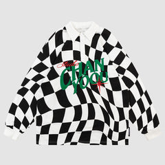 Sudadera con letras bordadas a cuadros