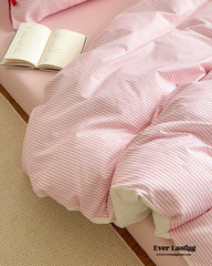 Sweet Bow Striped Bedding Set - Pink