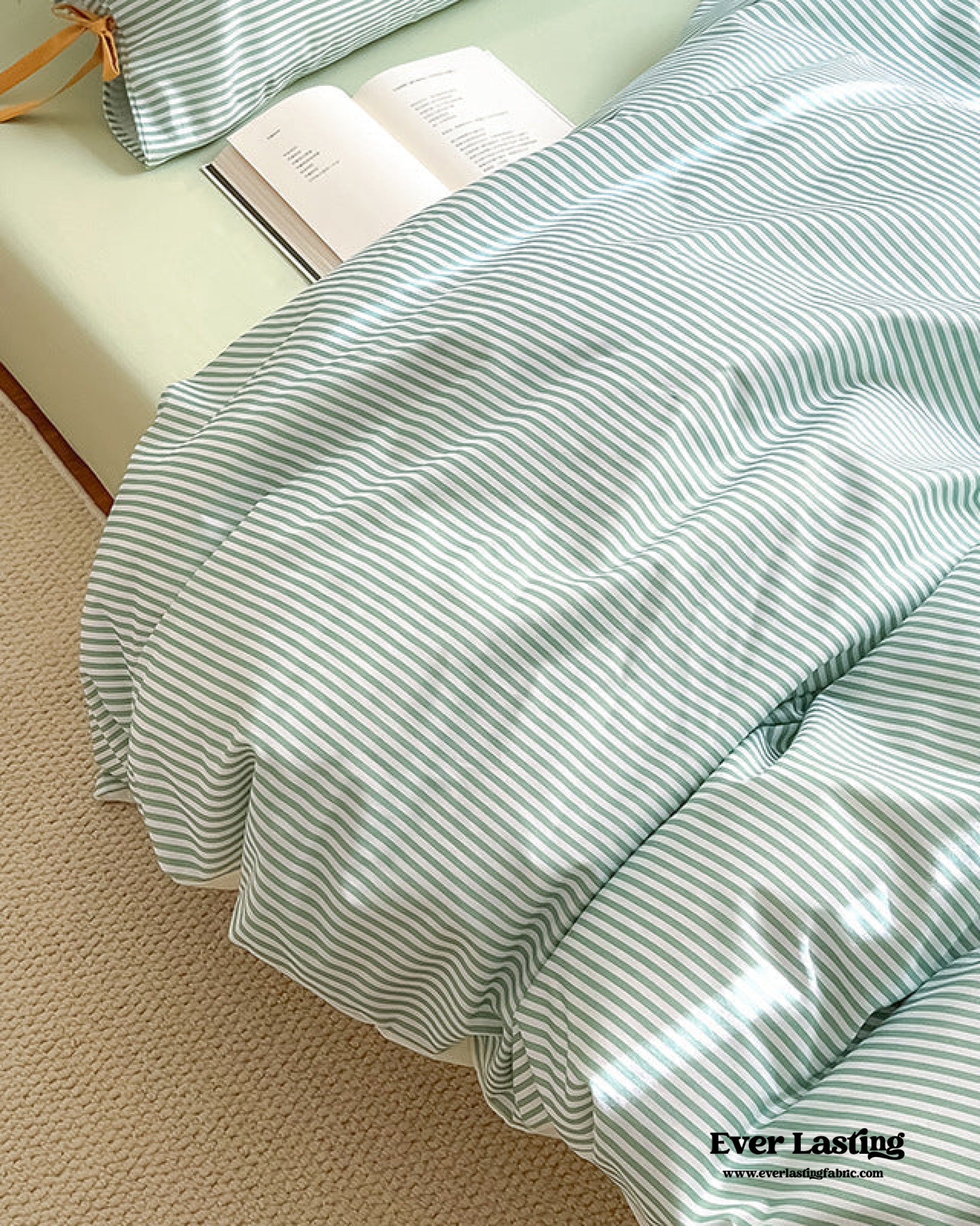 Sweet Bow Striped Bedding Set - Pink