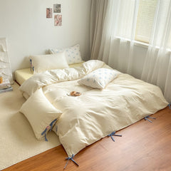 Sweet Bow Striped Bedding Set - Yellow