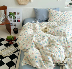 Sweet Floral Bedding Set - Blue