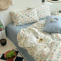 Sweet Floral Bedding Set - Blue
