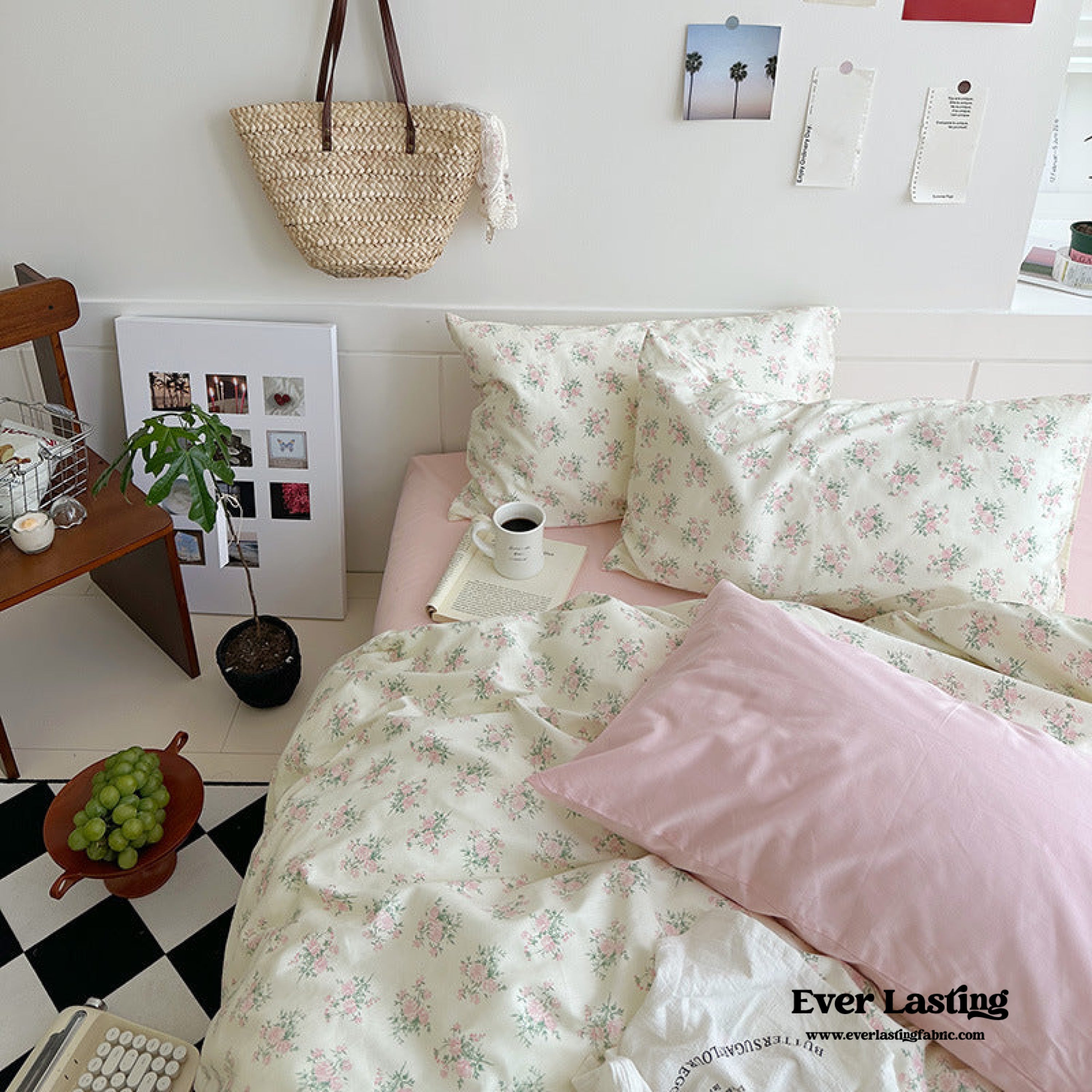 Sweet Floral Bedding Set - Cream