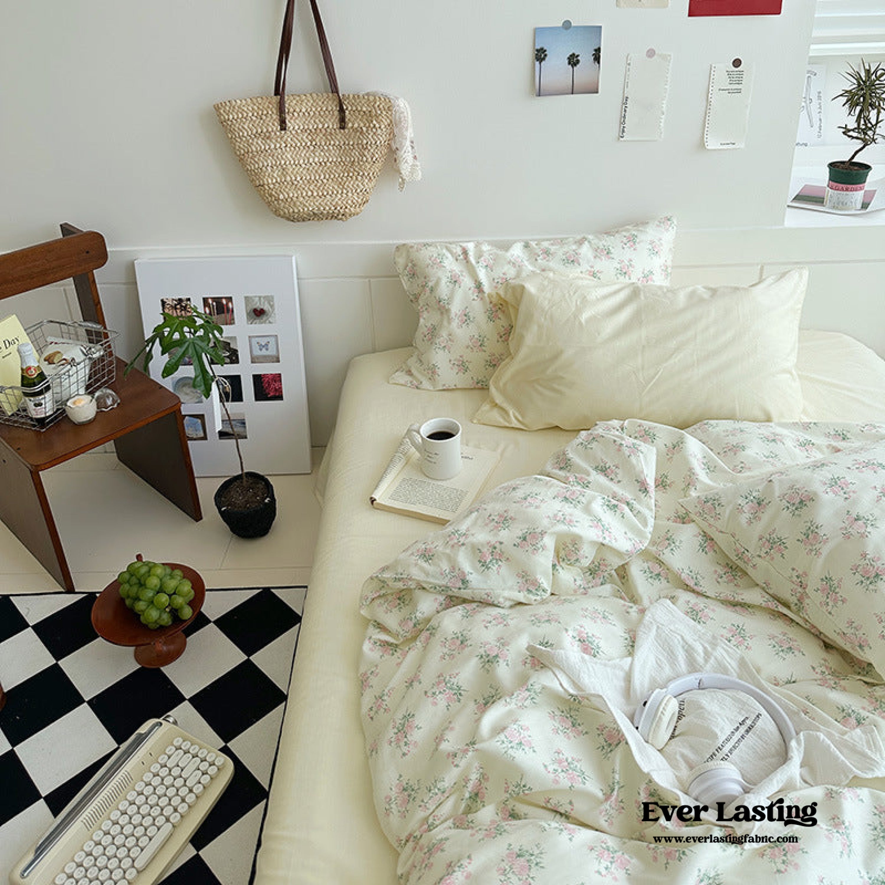 Sweet Floral Bedding Set - Cream
