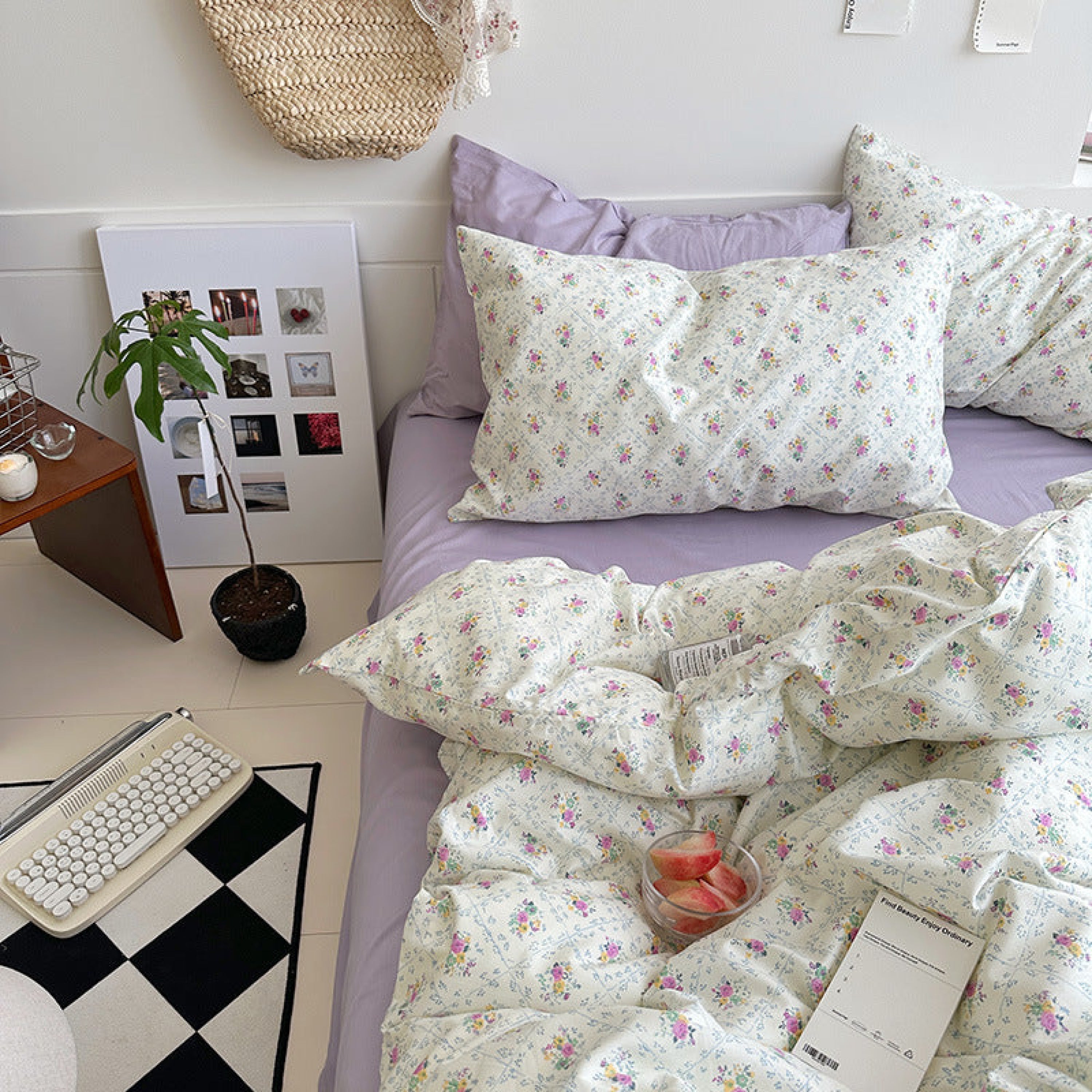 Sweet Floral Bedding Set - Cream