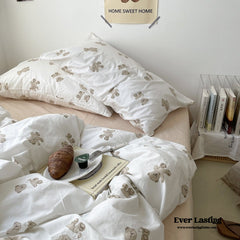 Teddy Duvet Cover - White + Beige