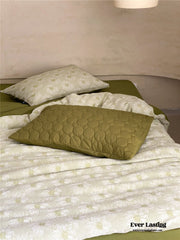Textured Floral Bedding Set - Moss Green
