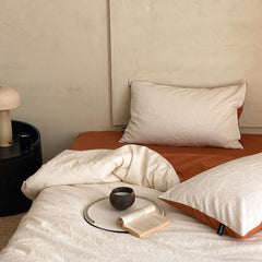 Textured Floral Bedding Set - White Red