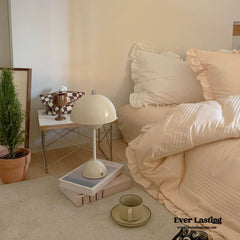 Thickened Pastel Textured Ruffle Bedding Set - Peach