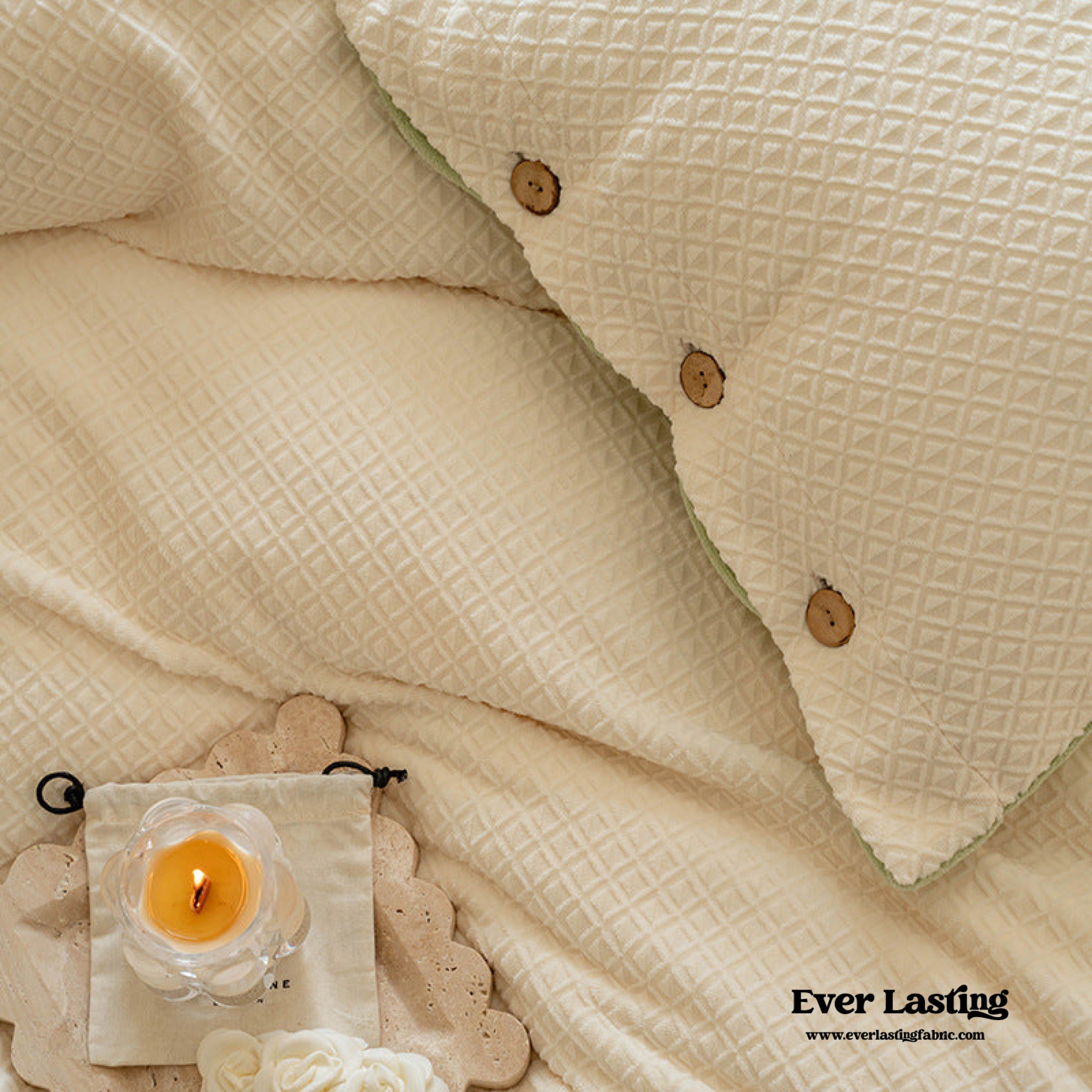 Velvet Buttoned Bedding Set - Rust Pink