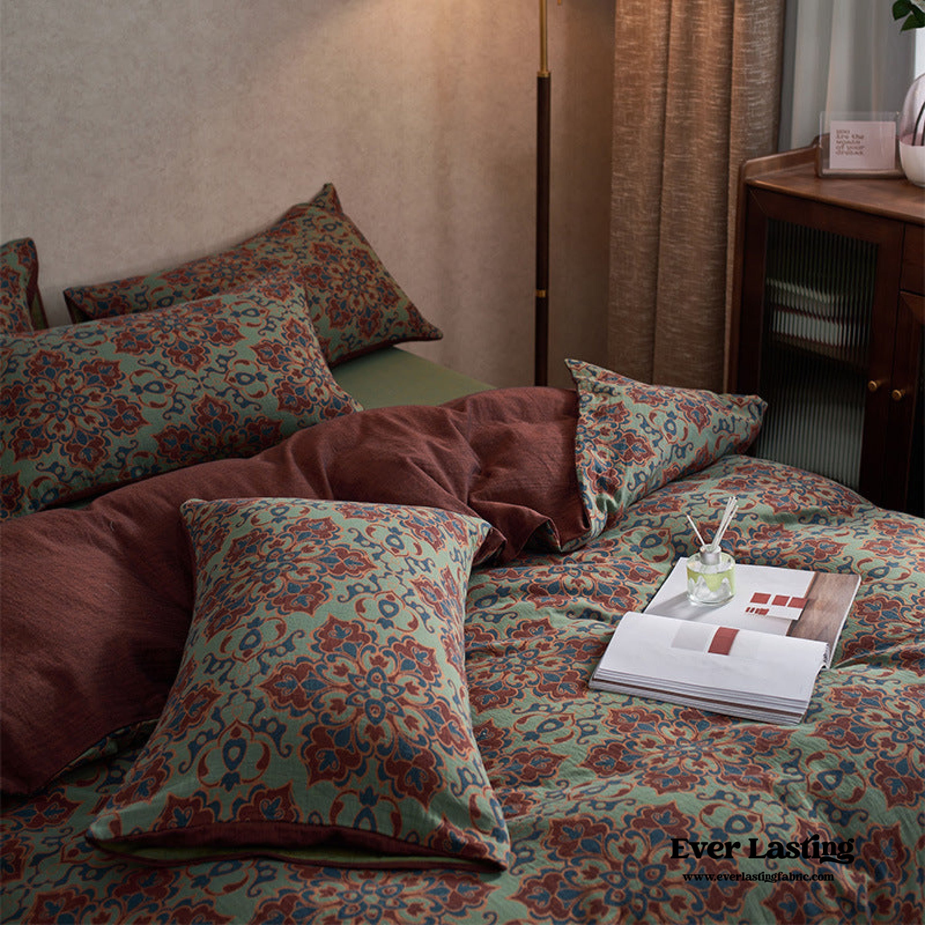 Vibrant Vintage Double Layered Floral Bedding Set