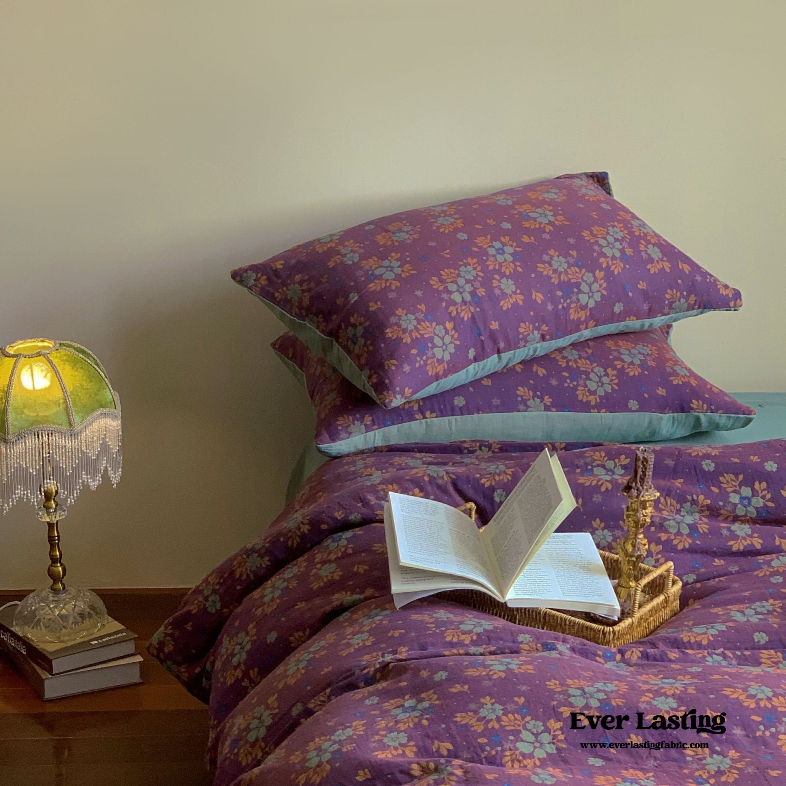 Vibrant Vintage Double Layered Floral Bedding Set