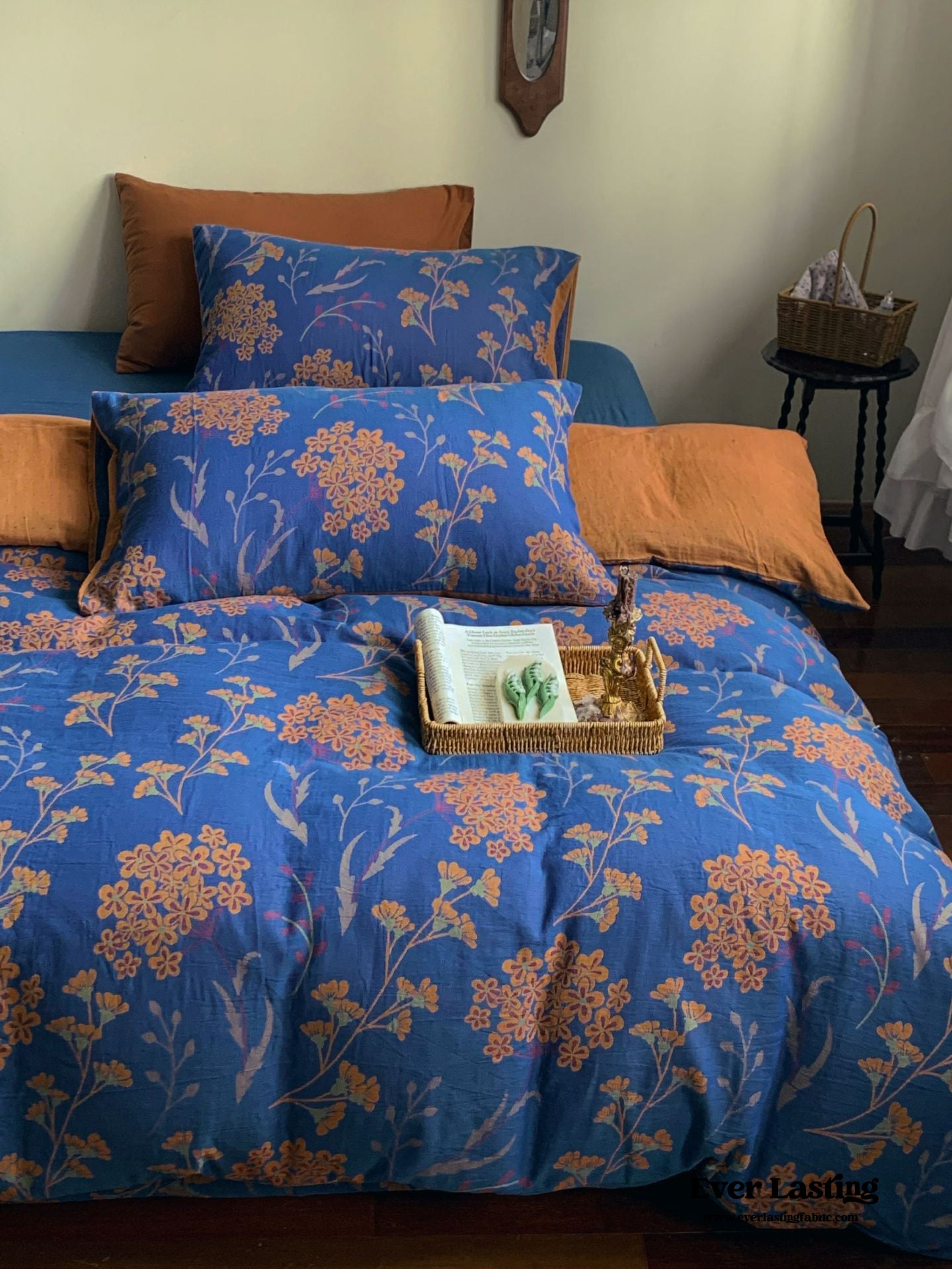Vibrant Vintage Double Layered Floral Bedding Set