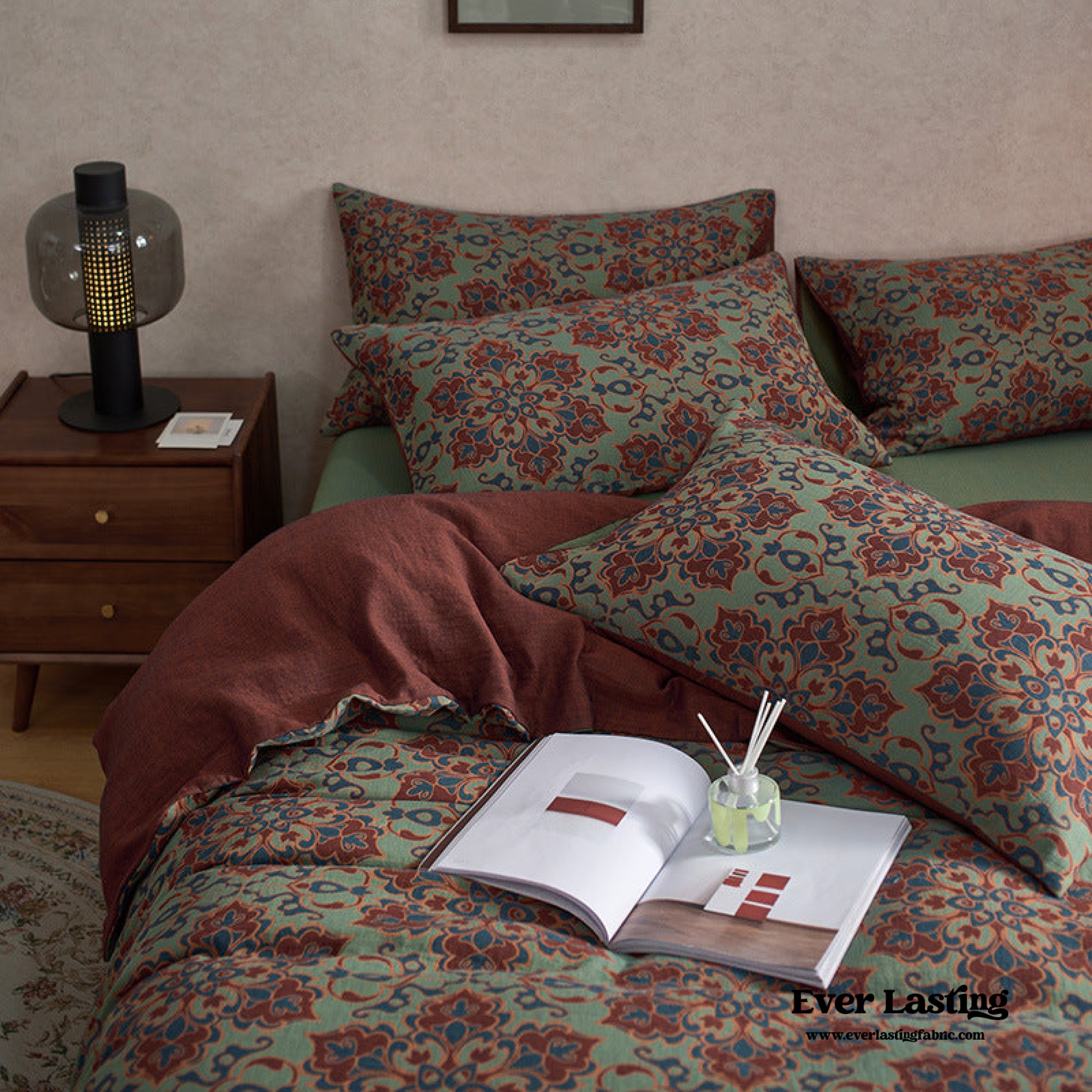 Vibrant Vintage Double Layered Floral Bedding Set