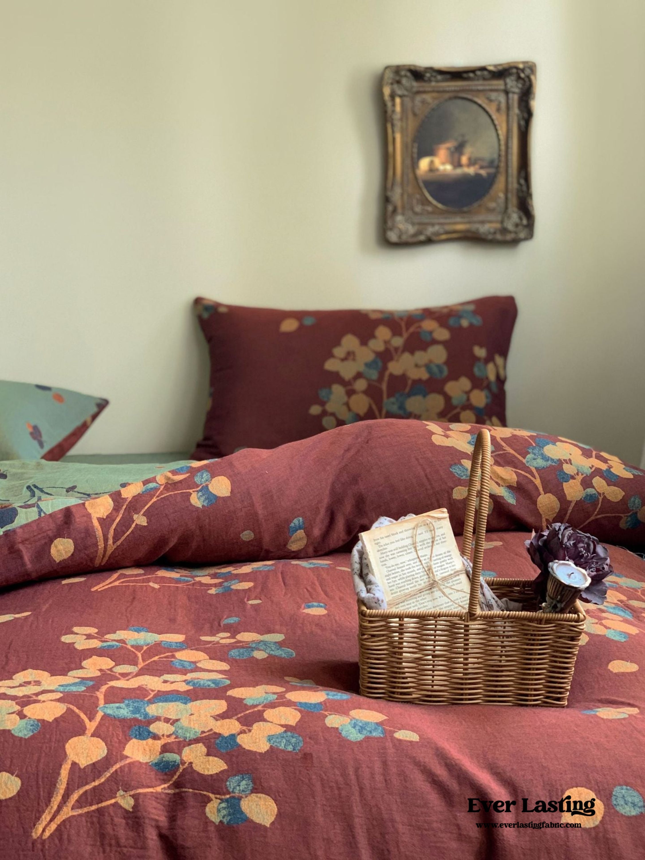 Vibrant Vintage Double Layered Floral Bedding Set