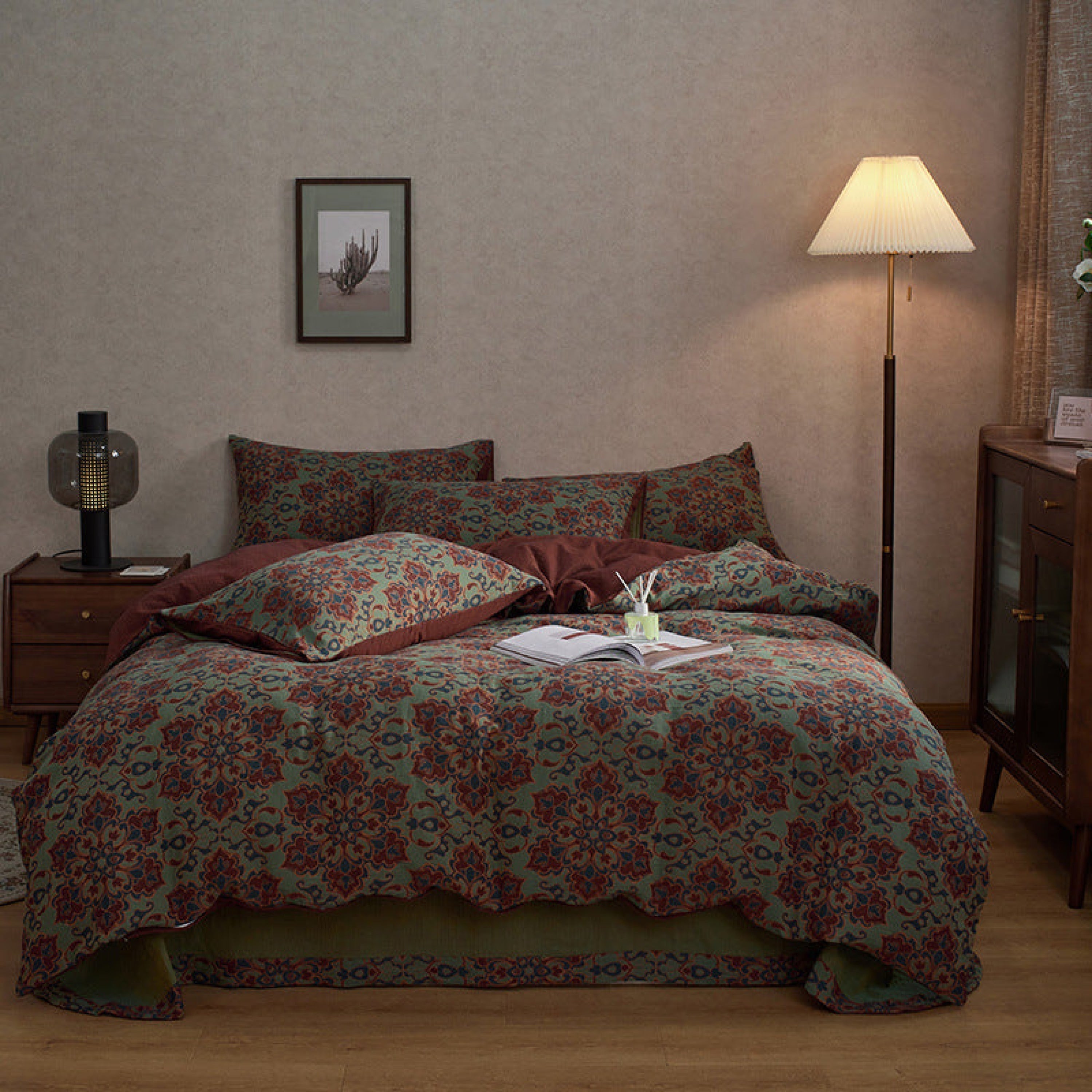 Vibrant Vintage Double Layered Floral Bedding Set