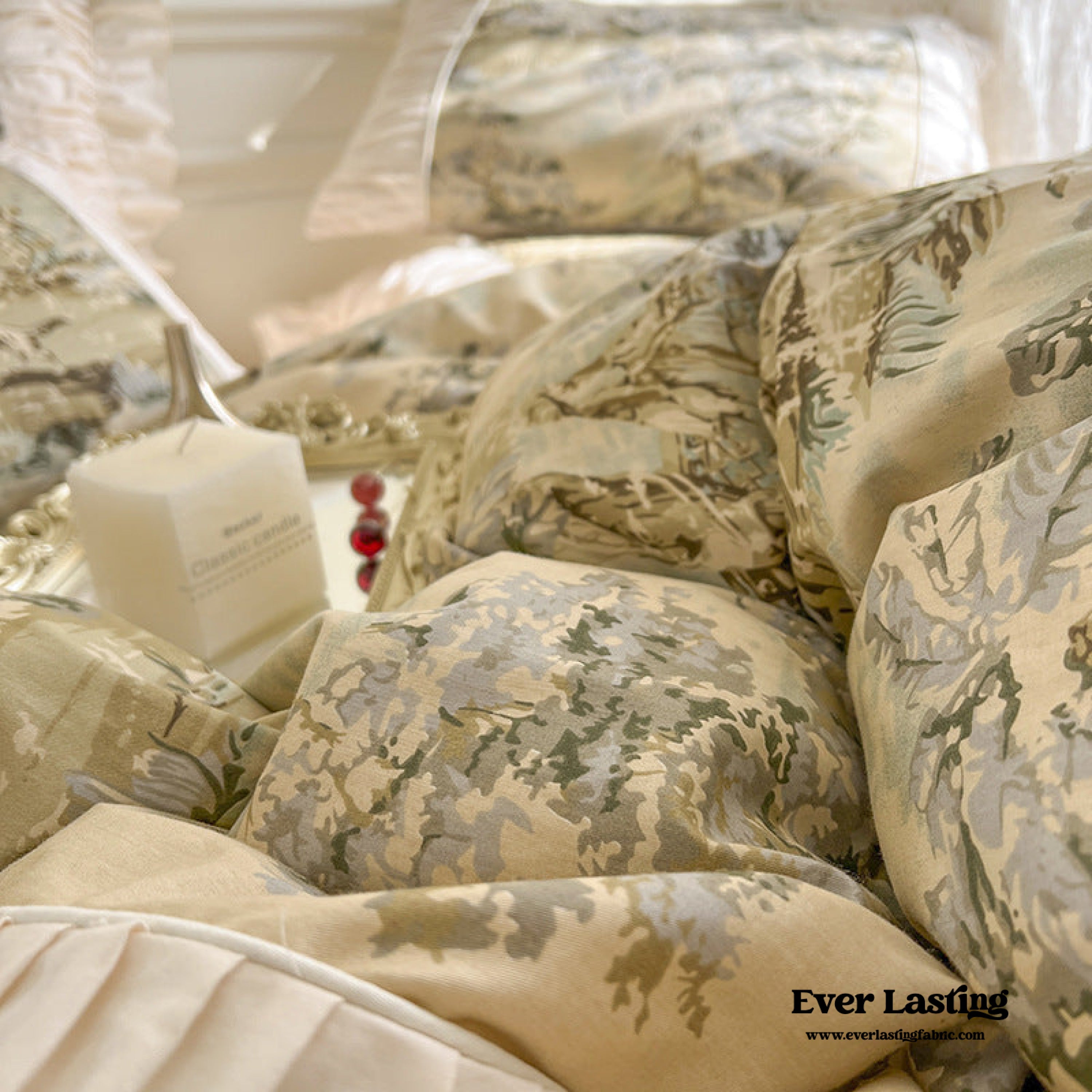 Victorian Inspired Antique Ruffle Bedding Set - Pink Gold