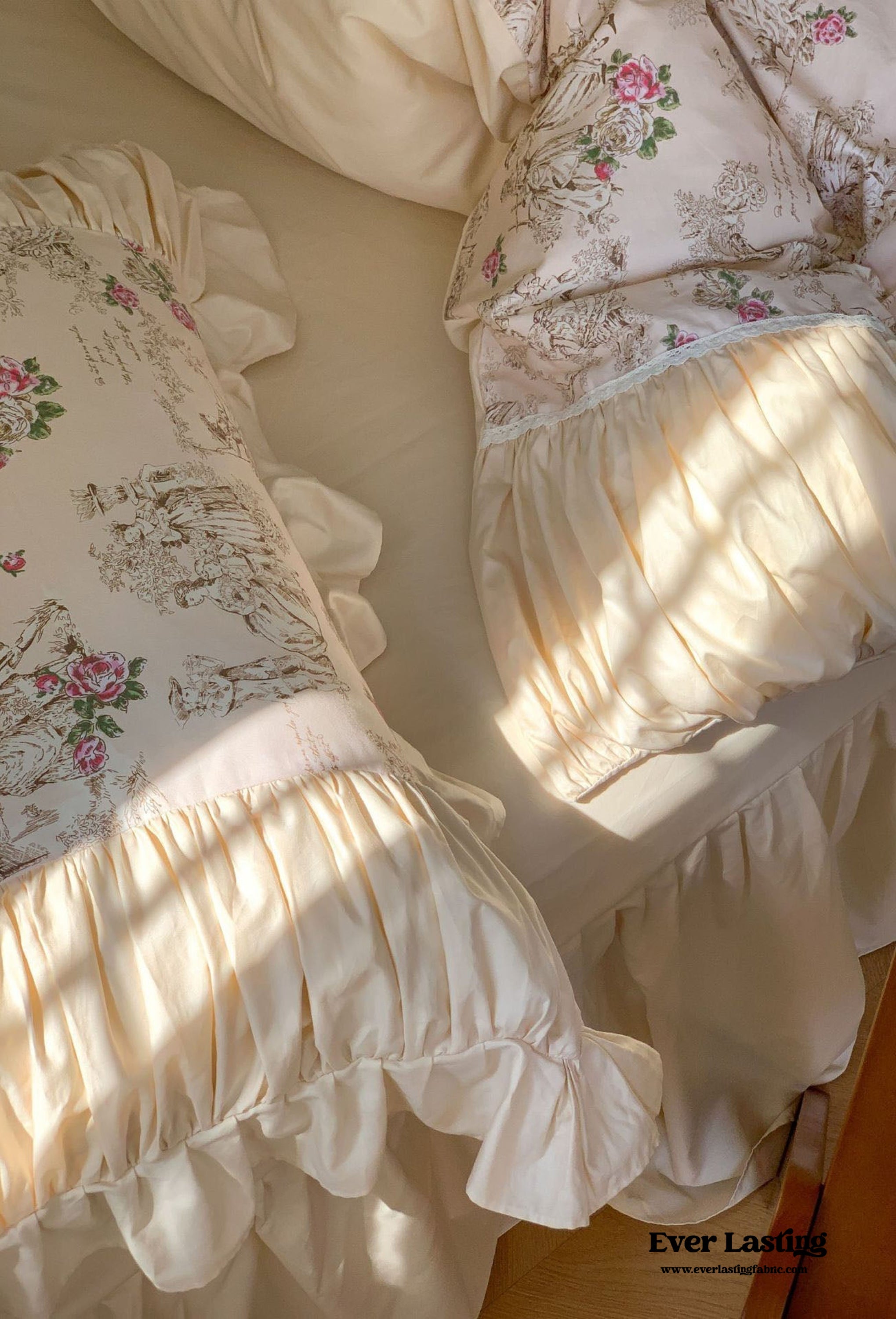 Victorian Inspired Ruffle Bedding Set - Rose Blue