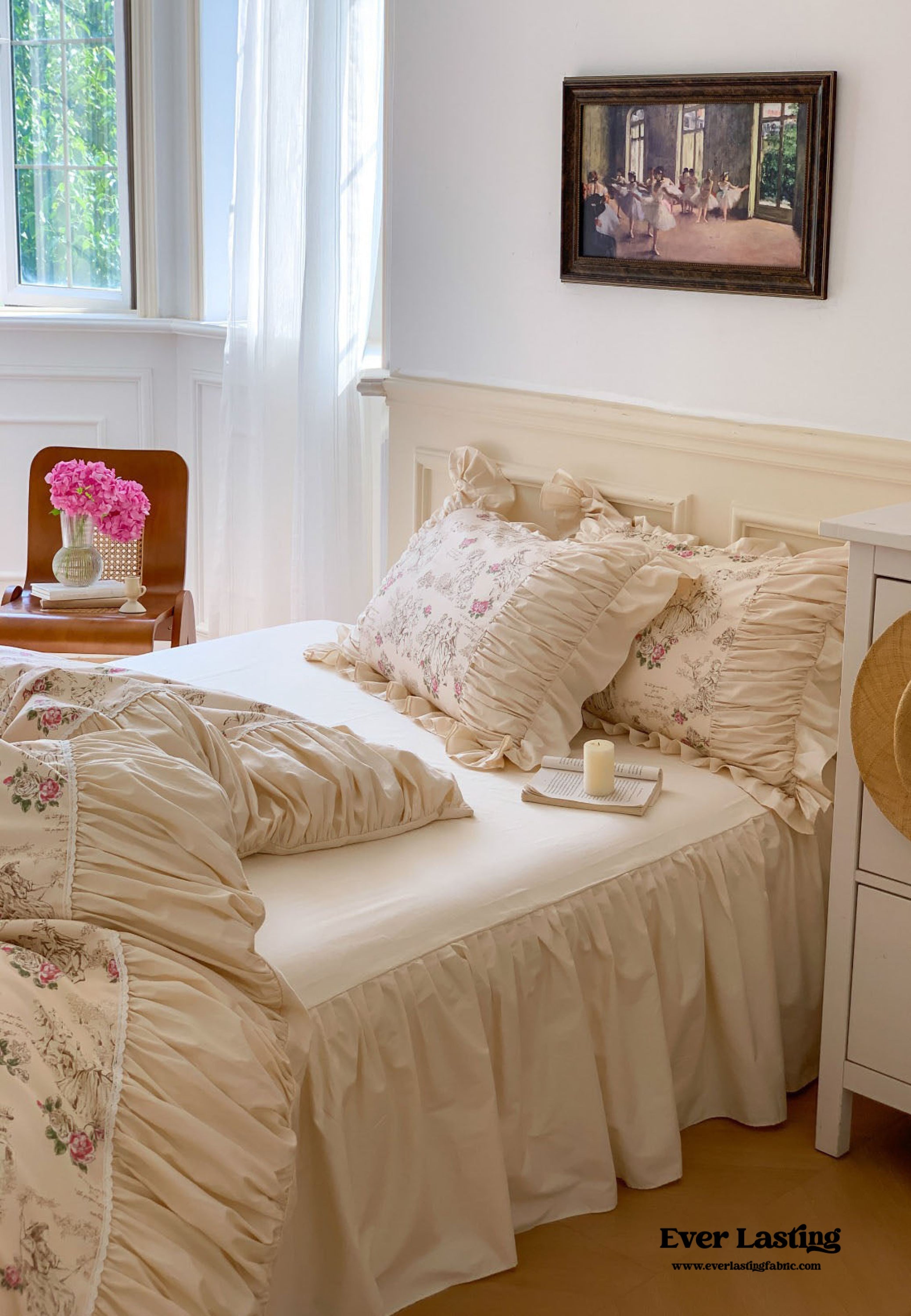 Victorian Inspired Ruffle Bedding Set - Rose Blue