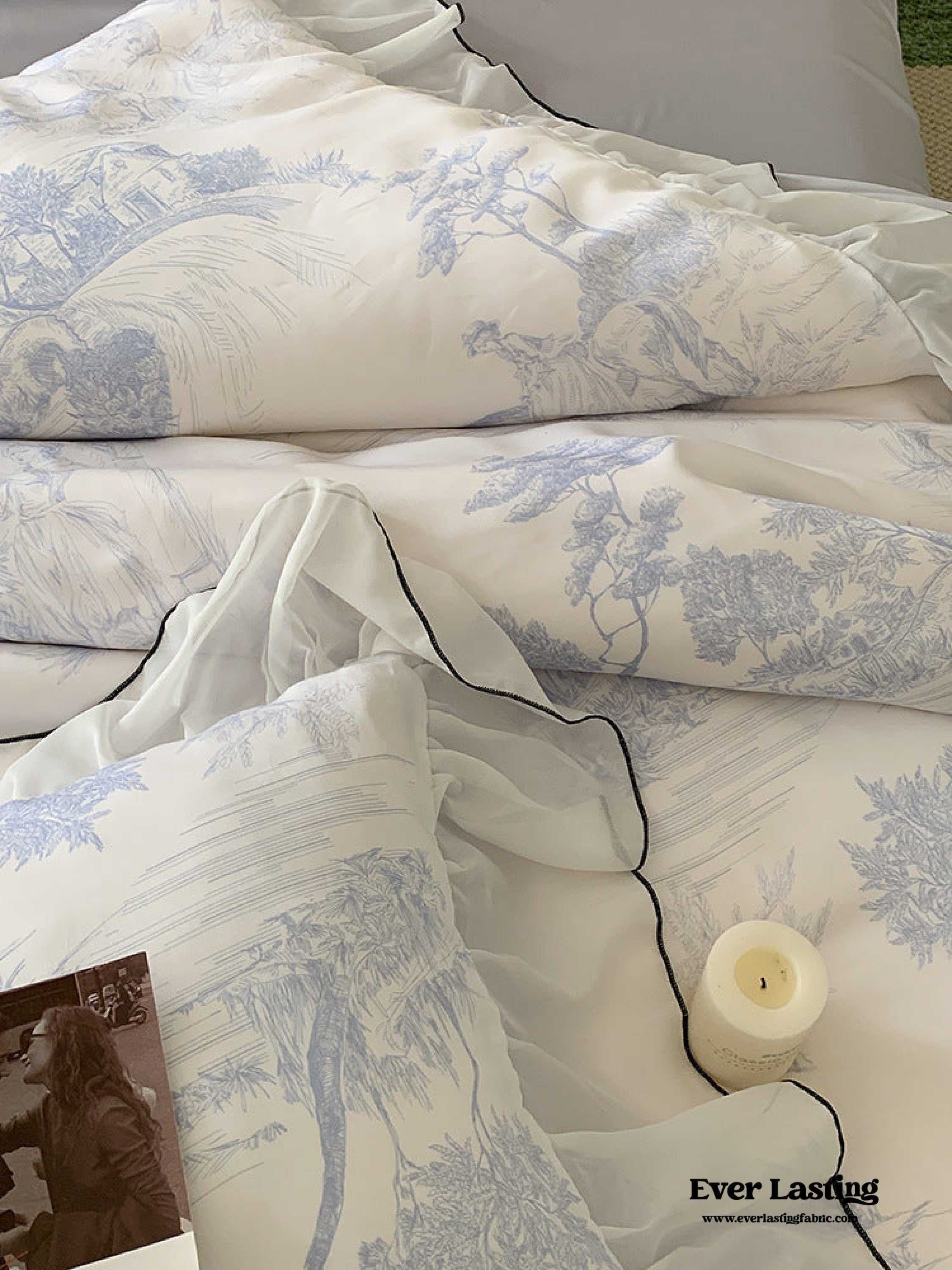 Victorian Inspired Soft Lace Ruffle Bedding Set - Green