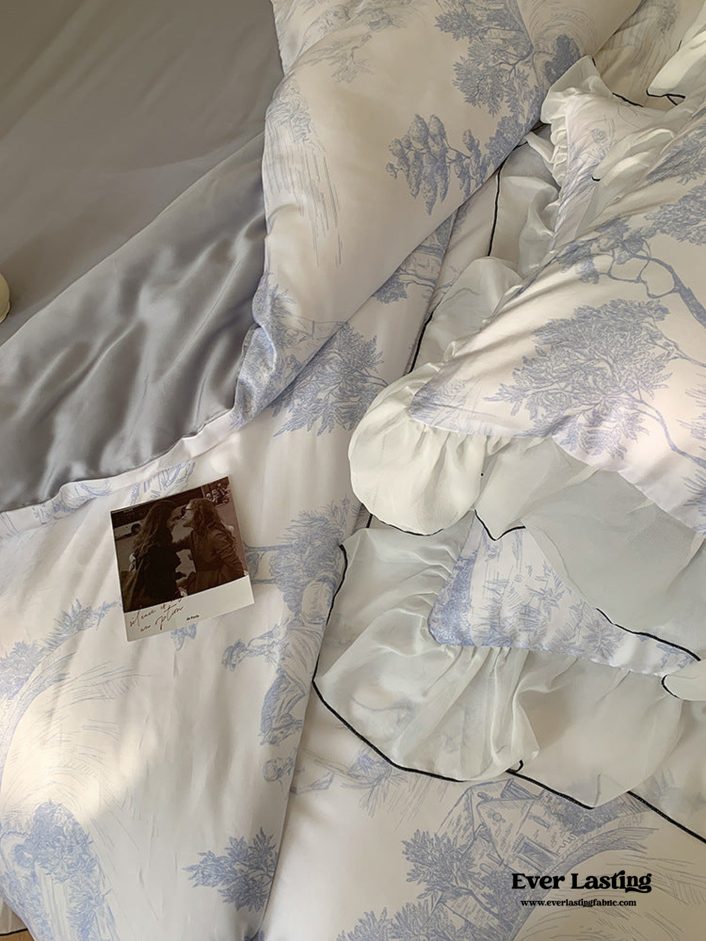 Victorian Inspired Soft Lace Ruffle Bedding Set - Green
