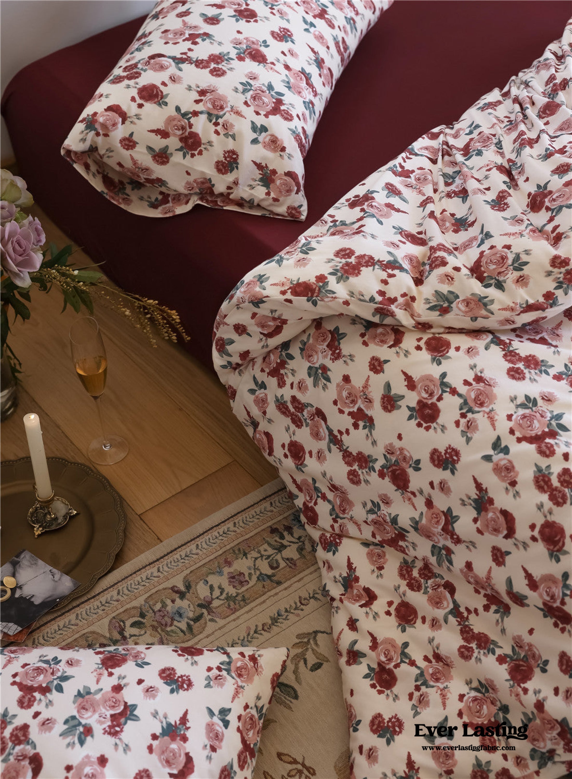 Vintage Floral Jersey Knit Bedding Bundle