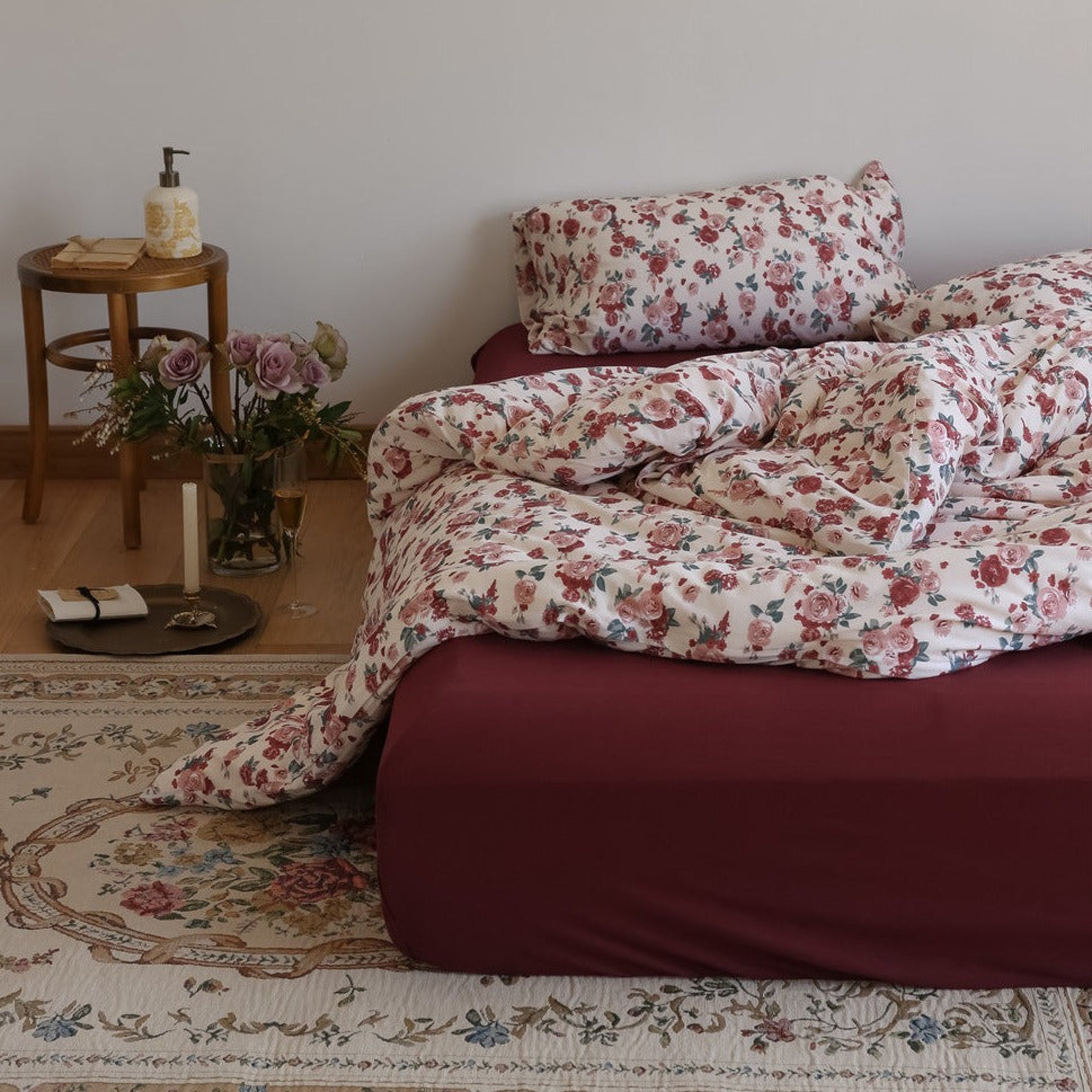 Vintage Floral Jersey Knit Bedding Bundle