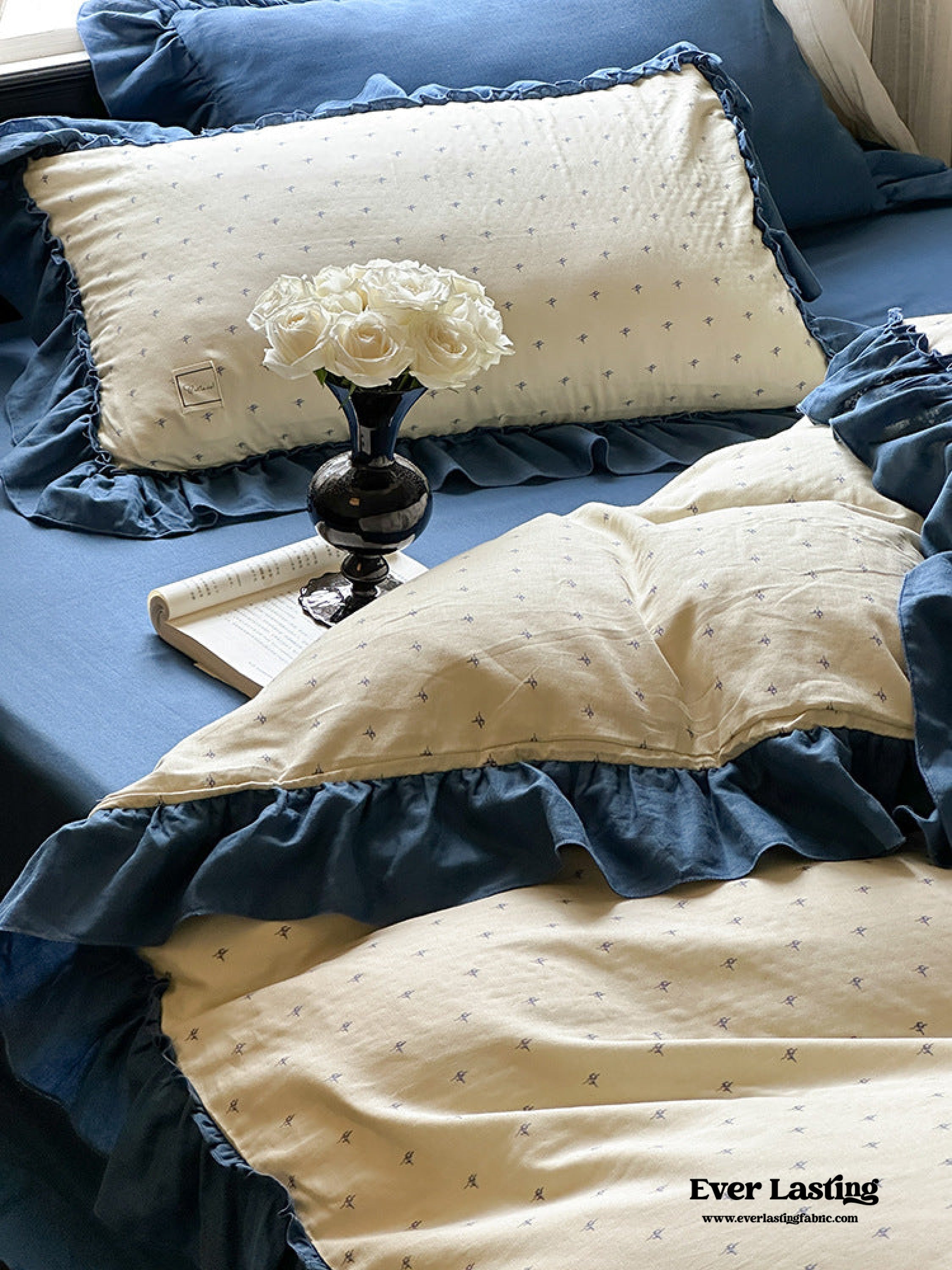 Vivienne Floral Double Gauze Bedding Set - Blush Pink