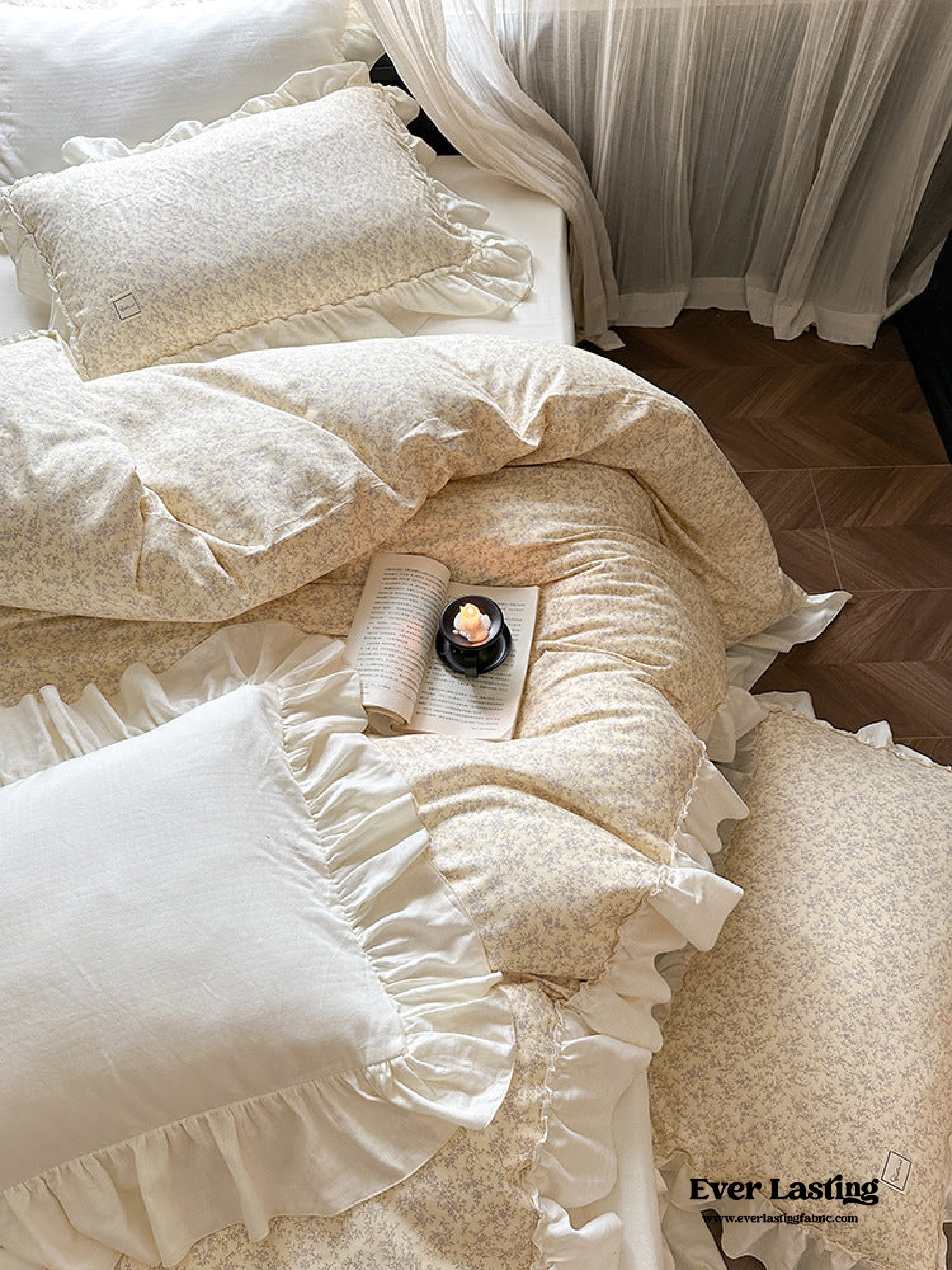 Vivienne Floral Double Gauze Bedding Set - Blush Pink